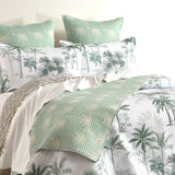 Renee Taylor Marbella Quilted Reversible Coverlet Set - Green/White (Palm Print Bedspread)