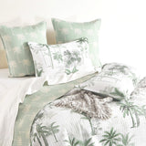 Renee Taylor Marbella Quilted Reversible Coverlet Set - Green/White (Palm Print Bedspread)