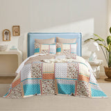 Renee Taylor Amber Quilted Reversible Coverlet Set - Multicoloured (Patchwork Print Bedspread)