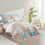 Renee Taylor Amber Quilted Reversible Coverlet Set - Multicoloured (Patchwork Print Bedspread)