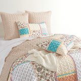 Renee Taylor Amber Quilted Reversible Coverlet Set - Multicoloured (Patchwork Print Bedspread)