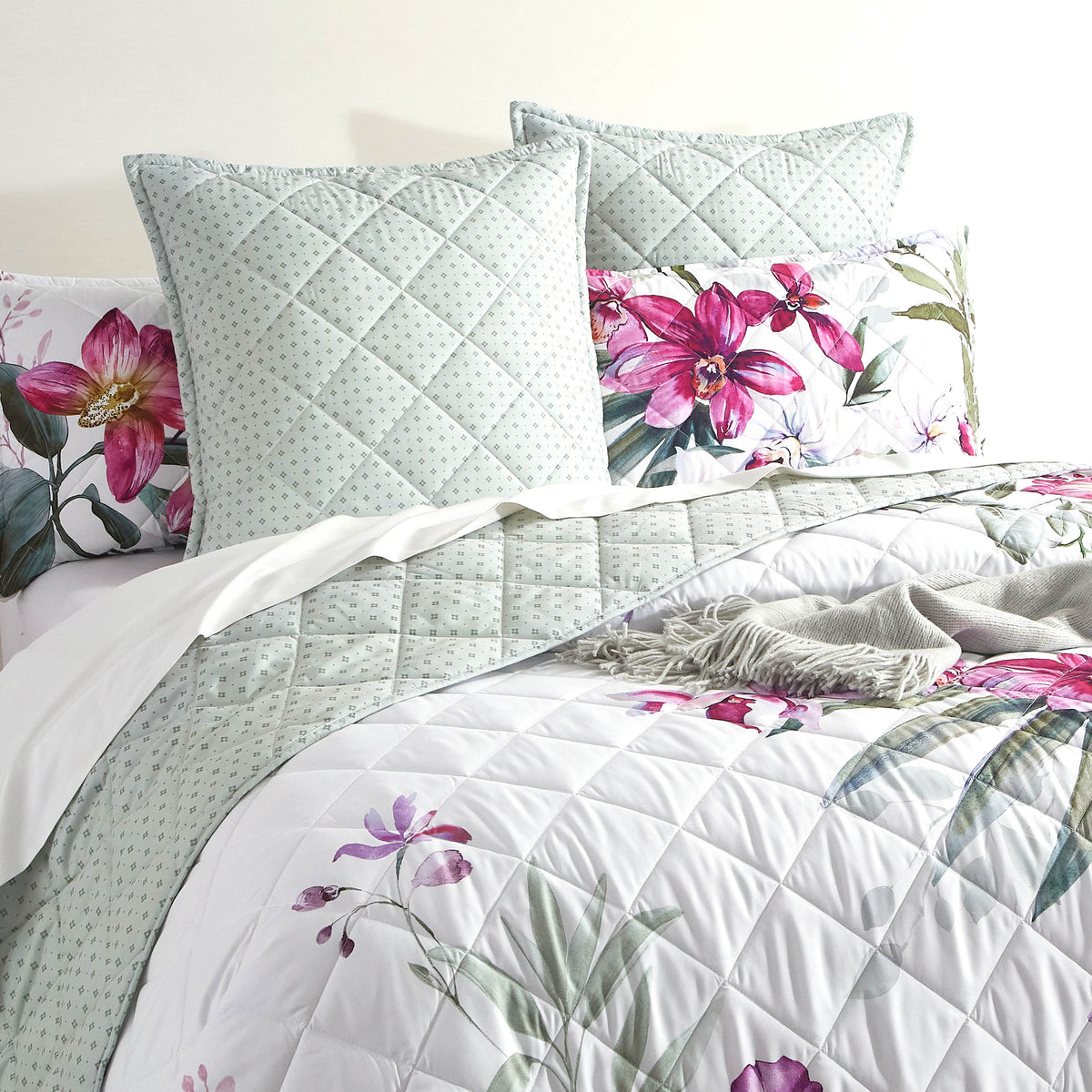 Renee Taylor Kashmir Quilted Reversible Coverlet Set - Multicoloured (Romantic Floral Print Bedspread)