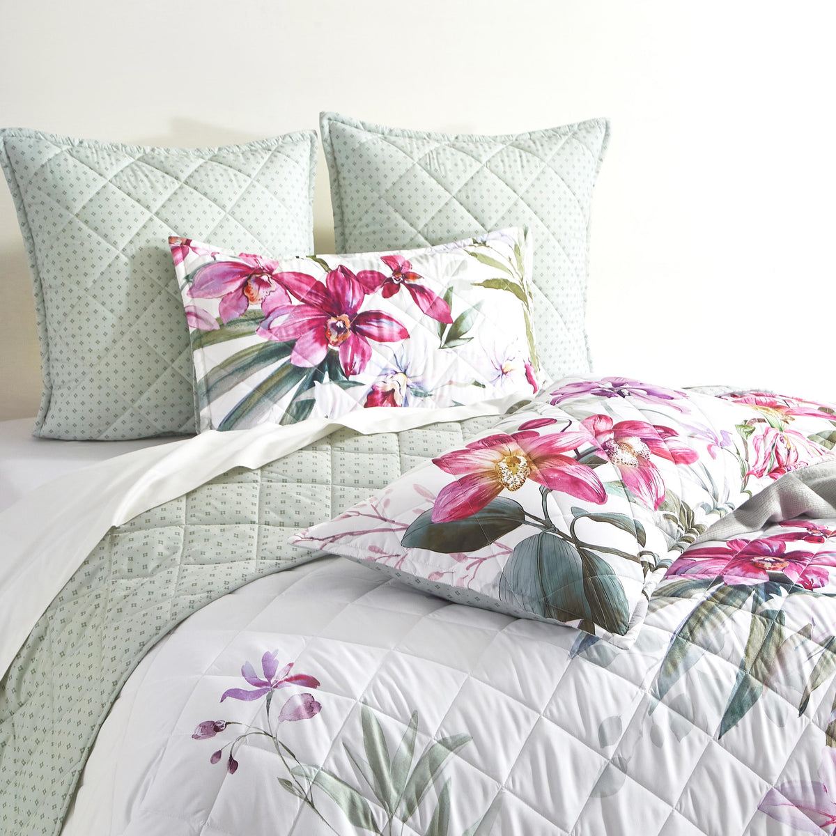 Renee Taylor Kashmir Quilted Reversible Coverlet Set - Multicoloured (Romantic Floral Print Bedspread)