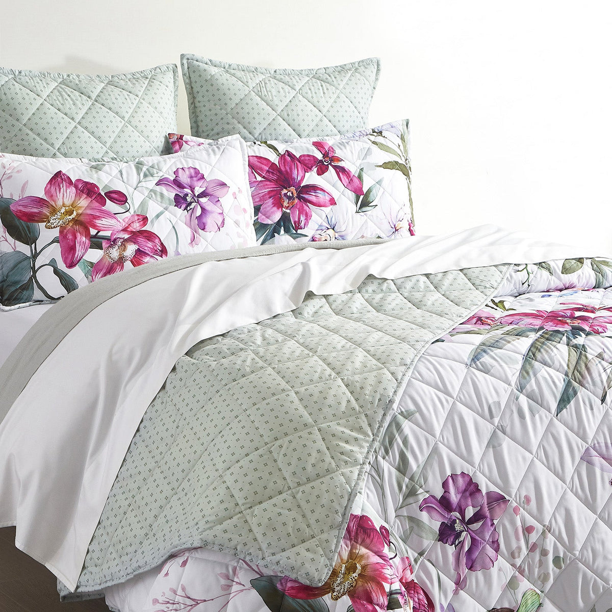 Renee Taylor Kashmir Quilted Reversible Coverlet Set - Multicoloured (Romantic Floral Print Bedspread)
