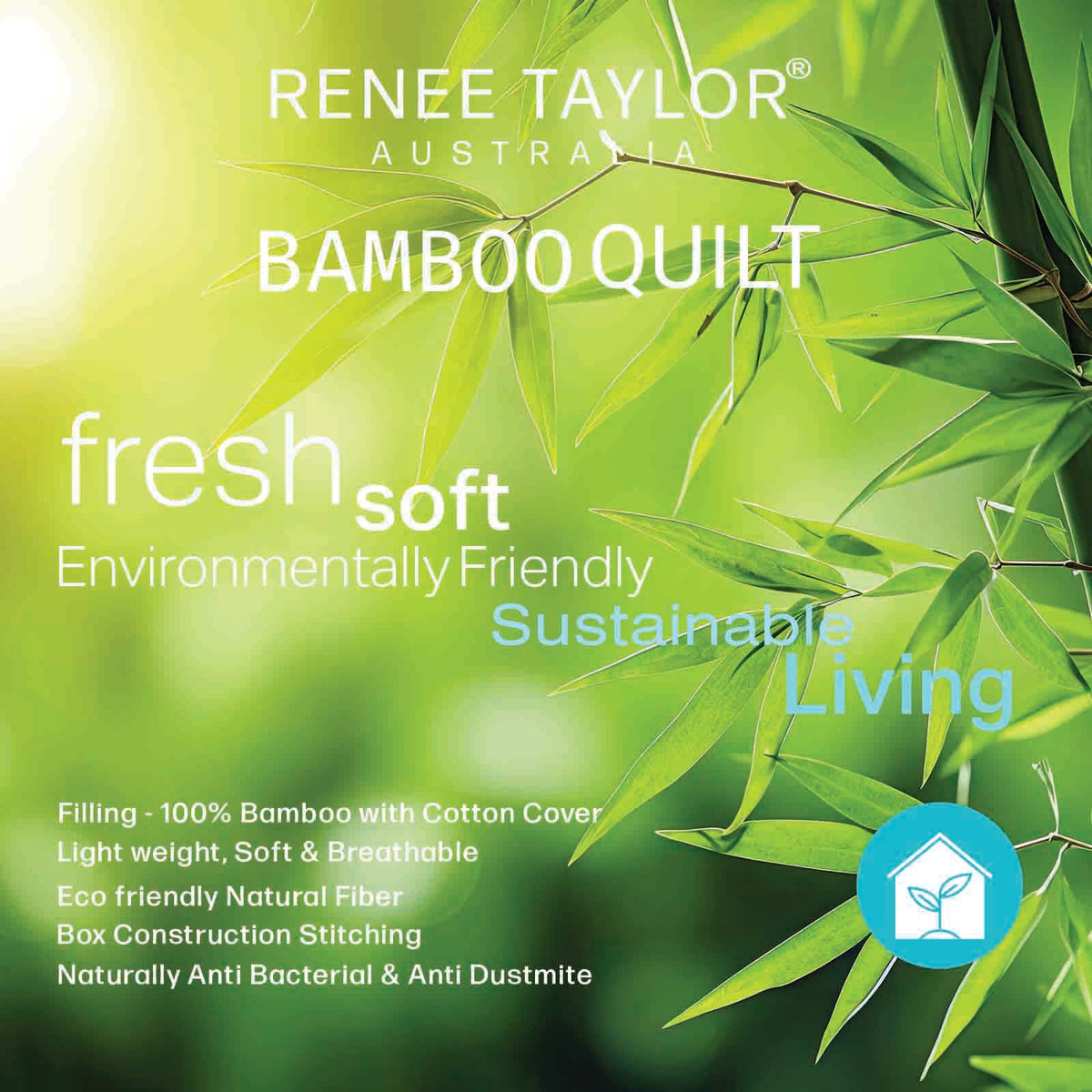 Renee Taylor All Seasons Natural Bamboo Quilt (400 GSM, Cotton Cover)