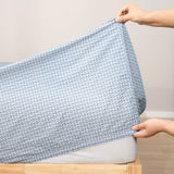 Renee Taylor Kiki 250TC Cotton Percale Sheet Set - Blue Mini Check (OEKO-TEX Certified)