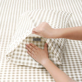 Renee Taylor Bran 250TC Cotton Percale Sheet Set - Sage Gingham (OEKO-TEX Certified)