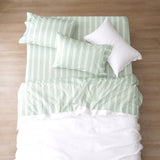 Renee Taylor Frankie 250TC Cotton Percale Sheet Set - Sage Stripe (OEKO-TEX Certified)