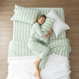 Renee Taylor Frankie 250TC Cotton Percale Sheet Set - Sage Stripe (OEKO-TEX Certified)