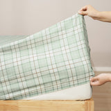 Renee Taylor Jamie 250TC Cotton Percale Sheet Set - Green Check (OEKO-TEX Certified)