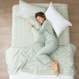 Renee Taylor Jamie 250TC Cotton Percale Sheet Set - Green Check (OEKO-TEX Certified)