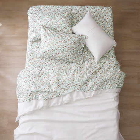 Renee Taylor Red Gum 250TC Cotton Percale Sheet Set - Eucalyptus Leaf Print (OEKO-TEX Certified)
