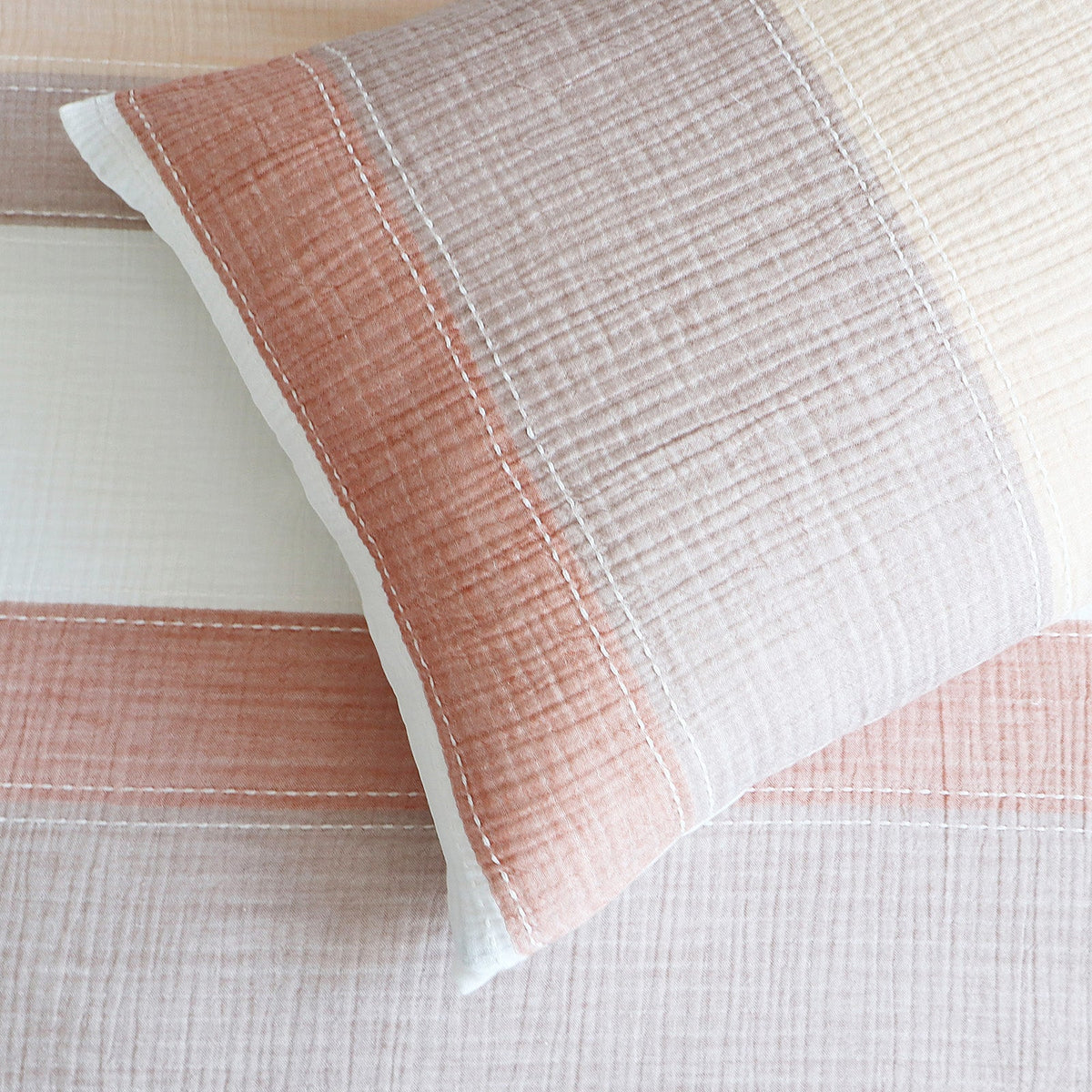 Renee Taylor Bayley 3-Layer Cotton Muslin Quilt Cover Set (Yarn Dyed, Tasselled)