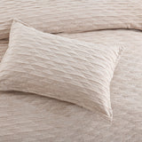 Renee Taylor Marley Crinkle Jacquard Quilt Cover Set - Champagne (OEKO-TEX Certified)