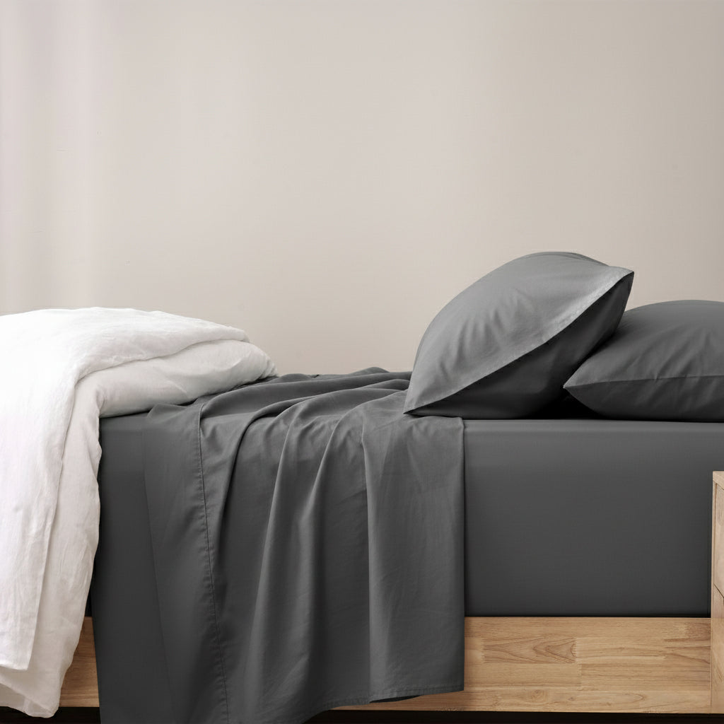 Renee Taylor 400TC Egyptian Cotton Sheet Set - Magnet (OEKO-TEX Certified Sateen)