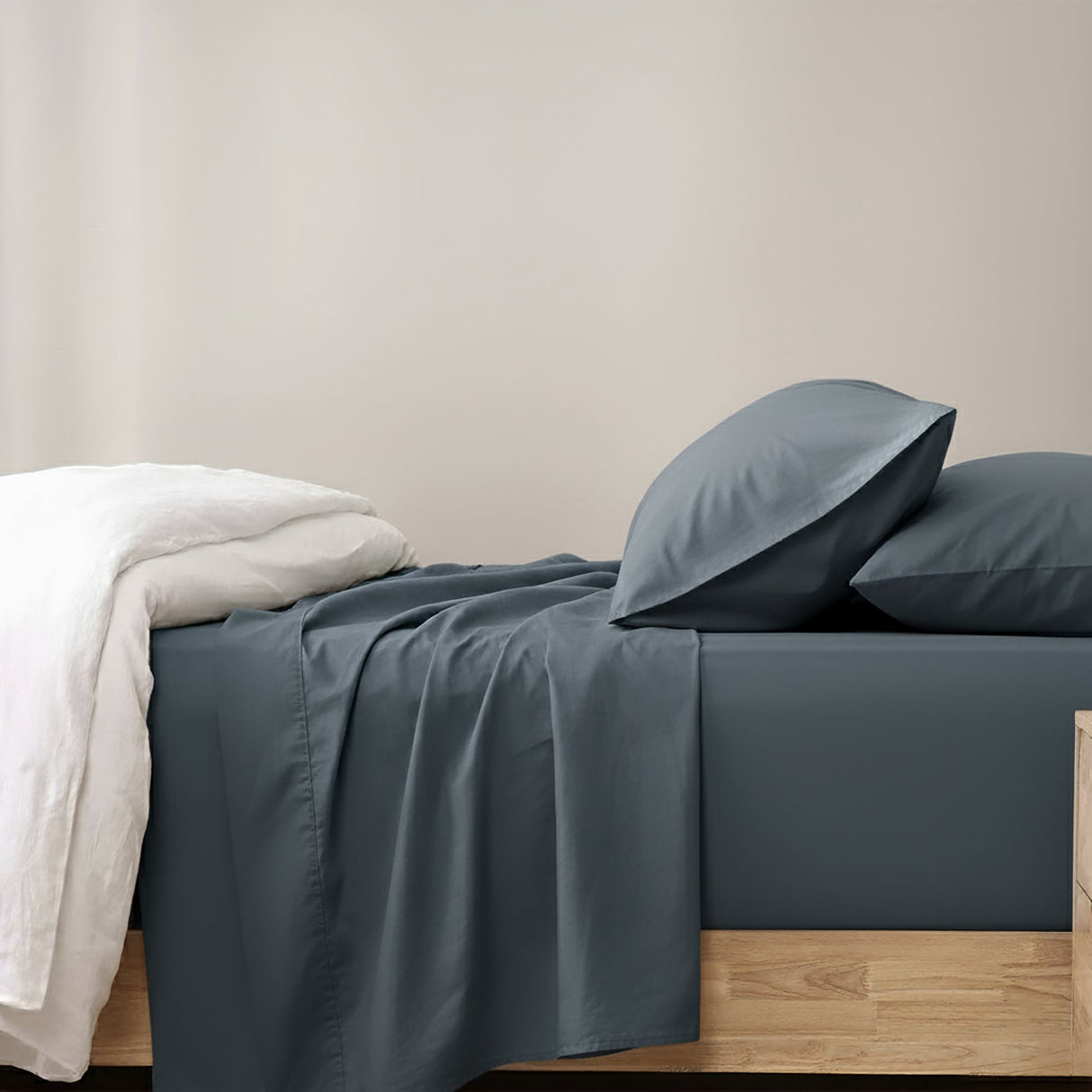 Renee Taylor 400TC Egyptian Cotton Sheet Set - Steel Blue (OEKO-TEX Certified Sateen)