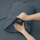 Renee Taylor 400TC Egyptian Cotton Sheet Set - Steel Blue (OEKO-TEX Certified Sateen)