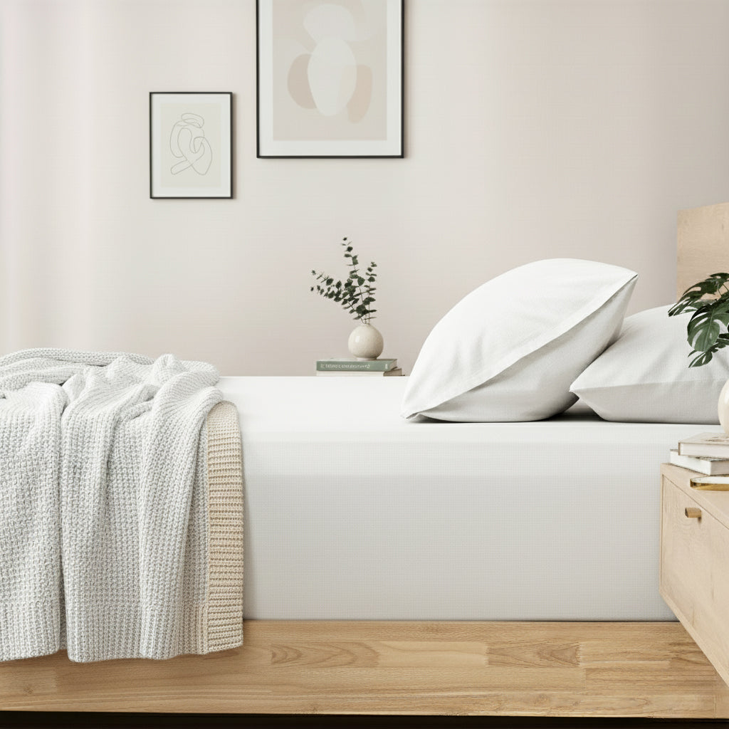 Renee Taylor 400TC Egyptian Cotton Fitted Sheet & Pillowcase Set - White (OEKO-TEX Certified)