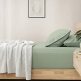 Renee Taylor 400TC Egyptian Cotton Fitted Sheet & Pillowcase Set - Basil (OEKO-TEX Certified)