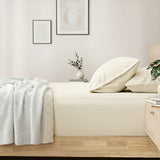 Renee Taylor 400TC Egyptian Cotton Fitted Sheet & Pillowcase Set - Vanilla (OEKO-TEX Certified)