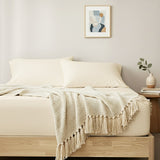 Renee Taylor 400TC Egyptian Cotton Fitted Sheet & Pillowcase Set - Vanilla (OEKO-TEX Certified)