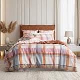 Renee Taylor Miranda Check Textured Cotton Slub Reversible Quilt Cover Set (OEKO-TEX Certified)