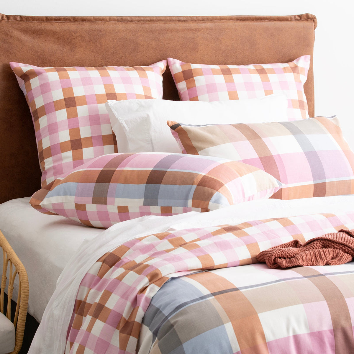 Renee Taylor Miranda Check Textured Cotton Slub Reversible Kids Quilt Cover Set (OEKO-TEX Certified)
