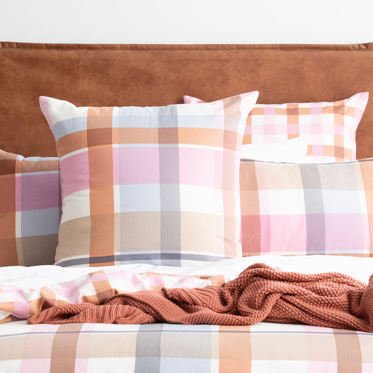 Renee Taylor Miranda Check Textured Cotton Slub Reversible Kids Quilt Cover Set (OEKO-TEX Certified)