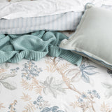 Renee Taylor Floral Vine Textured Cotton Slub Reversible Quilt Cover Set (OEKO-TEX Certified)