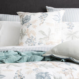 Renee Taylor Floral Vine Textured Cotton Slub Reversible Quilt Cover Set (OEKO-TEX Certified)