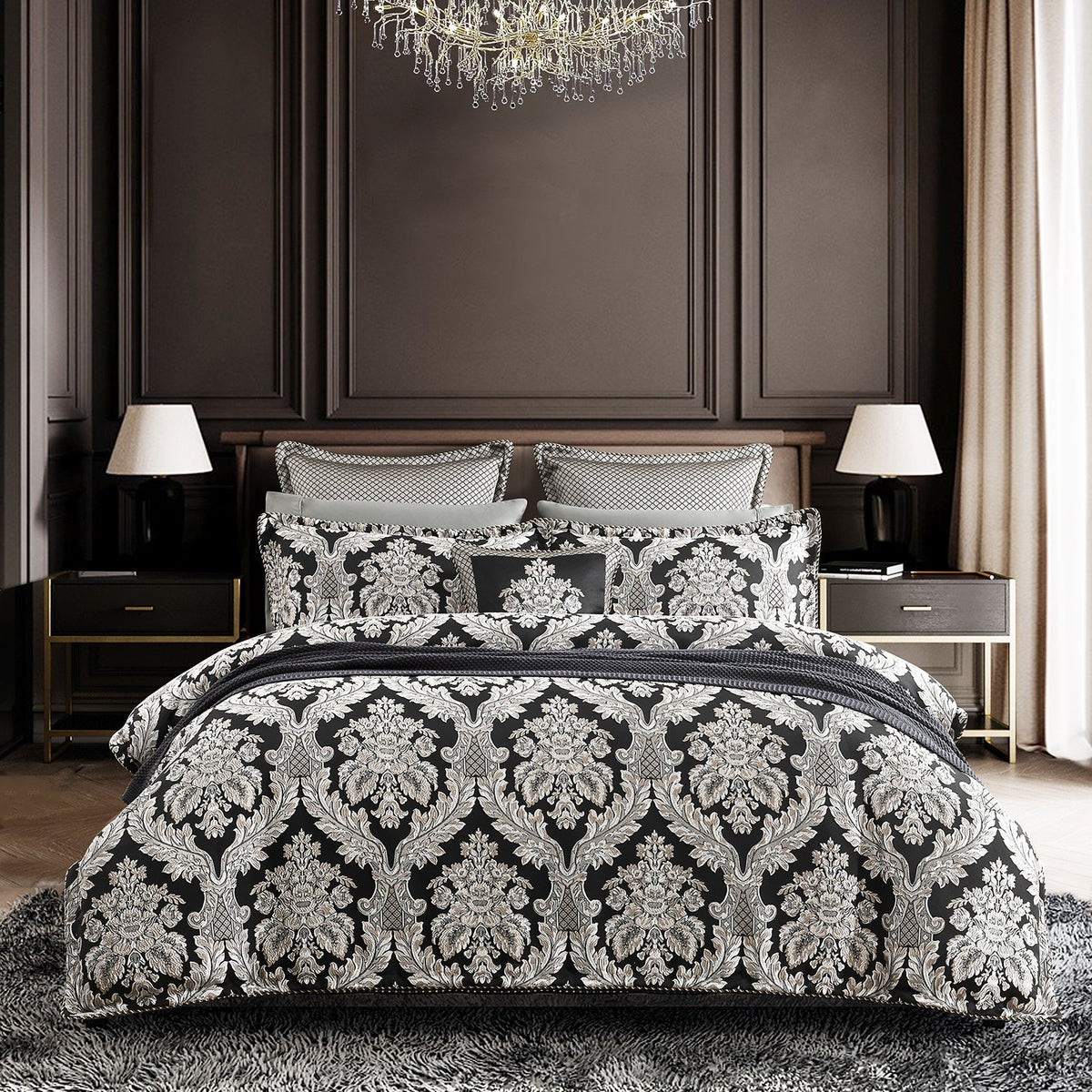 Renee Taylor Regalia Greta Jacquard Damask Quilt Cover Set (OEKO-TEX Certified)
