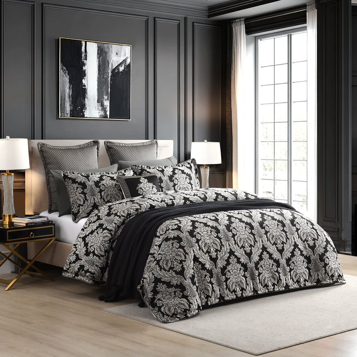 Renee Taylor Regalia Greta Jacquard Damask Quilt Cover Set (OEKO-TEX Certified)