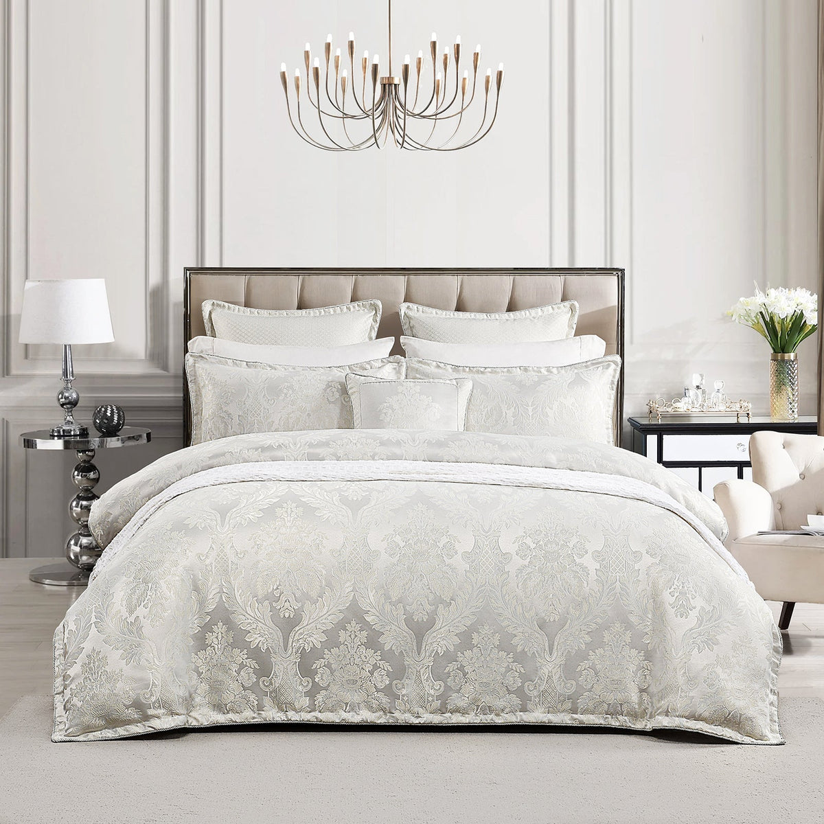 Renee Taylor Regalia Amalia Jacquard Damask Quilt Cover Set (OEKO-TEX Certified)