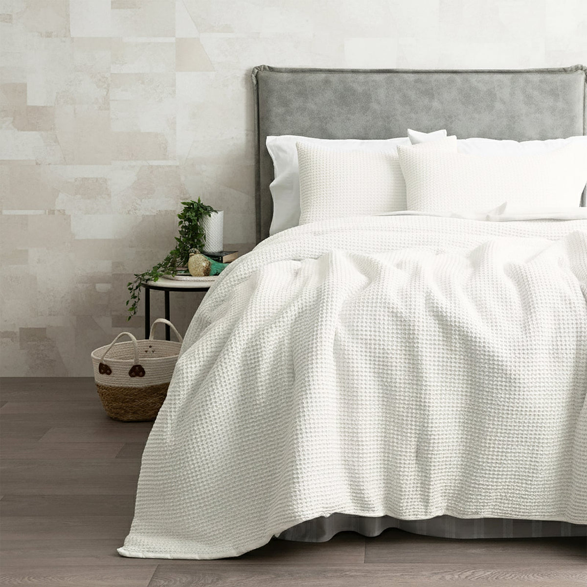 Cloud Linen Boronia Stonewashed Cotton Waffle Comforter Set - Ivory (OEKO-TEX Certified)