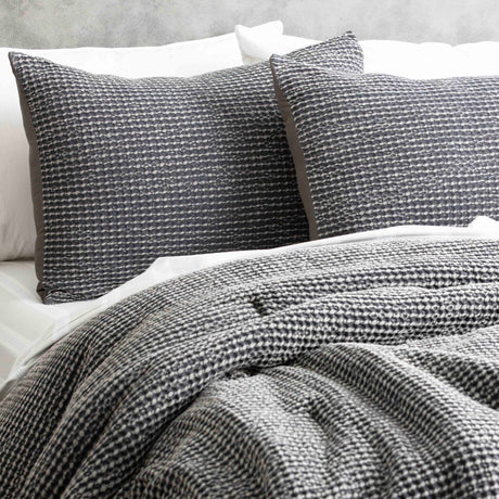 Cloud Linen Boronia Stonewashed Cotton Waffle Comforter Set - Magnet (OEKO-TEX Certified)