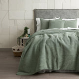 Cloud Linen Boronia Stonewashed Cotton Waffle Comforter Set - Moss (OEKO-TEX Certified)