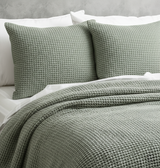 Cloud Linen Boronia Stonewashed Cotton Waffle Comforter Set - Moss (OEKO-TEX Certified)