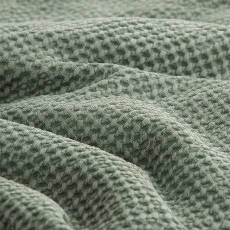 Cloud Linen Boronia Stonewashed Cotton Waffle Comforter Set - Moss (OEKO-TEX Certified)