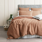 Cloud Linen Celeste Seersucker Cotton Waffle Quilt Cover Set - Rust (OEKO-TEX Certified)