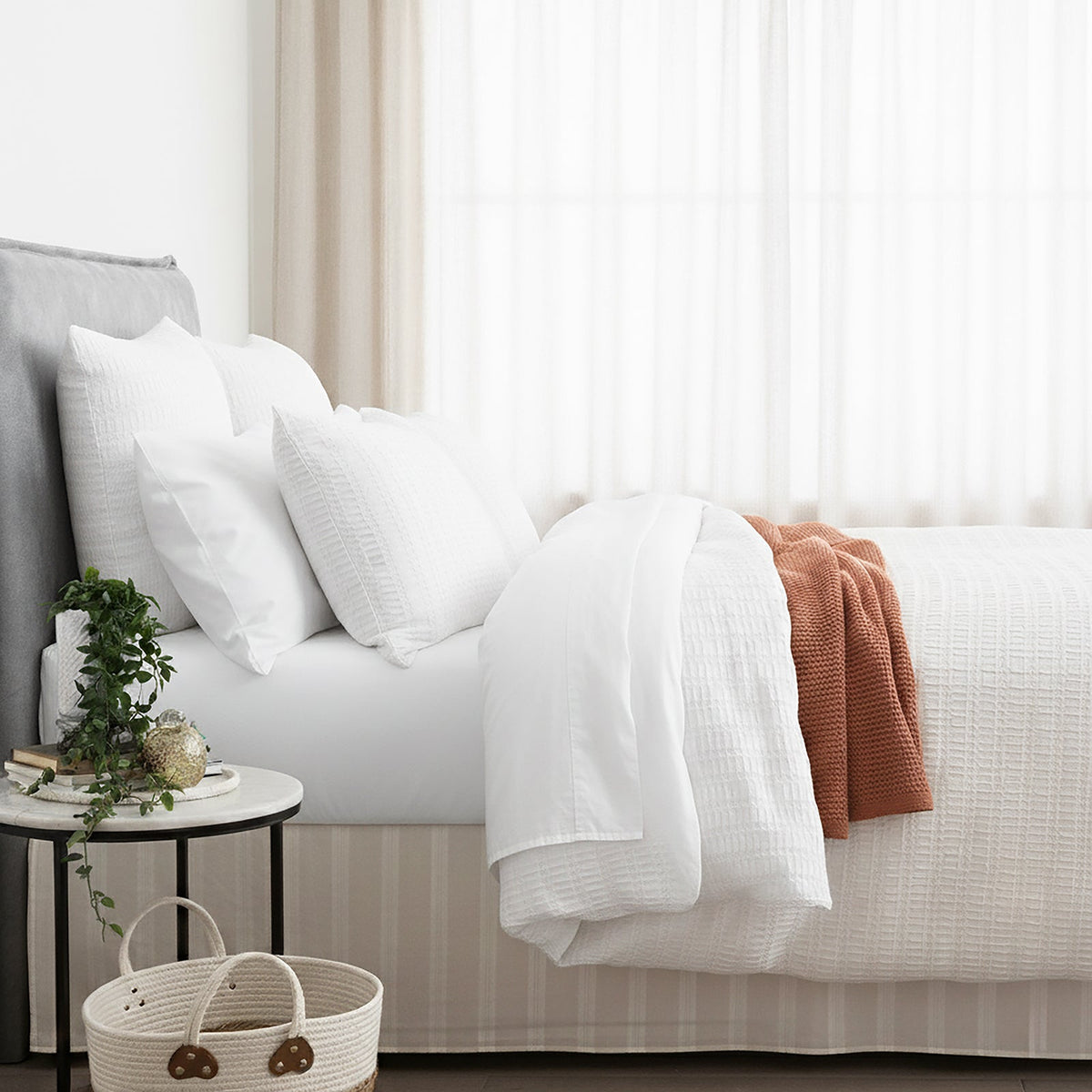 Cloud Linen Celeste Seersucker Cotton Waffle Quilt Cover Set - Ivory (OEKO-TEX Certified)