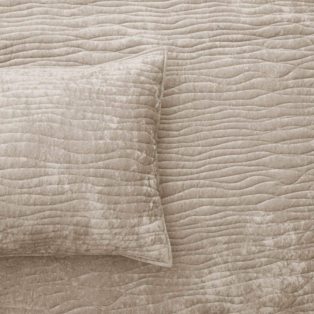 Renee Taylor Blake Velvet Coverlet Set - Nude (Bedspread with Cotton Reverse)