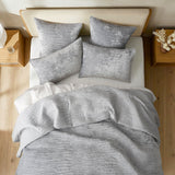 Renee Taylor Blake Velvet Coverlet Set - Silver Line (Bedspread with Cotton Reverse)
