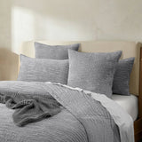 Renee Taylor Blake Velvet Coverlet Set - Silver Line (Bedspread with Cotton Reverse)