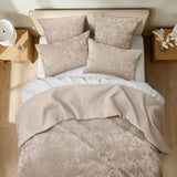 Renee Taylor Archie Cross Stitch Velvet Coverlet Set - Nude (Bedspread with Cotton Reverse)