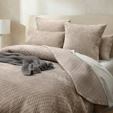 Renee Taylor Archie Cross Stitch Velvet Coverlet Set - Nude (Bedspread with Cotton Reverse)