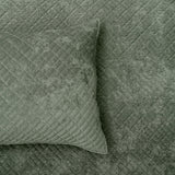 Renee Taylor Archie Cross Stitch Velvet Coverlet Set - Military (Bedspread with Cotton Reverse)