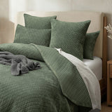Renee Taylor Archie Cross Stitch Velvet Coverlet Set - Military (Bedspread with Cotton Reverse)