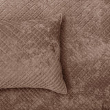 Renee Taylor Archie Cross Stitch Velvet Coverlet Set - Wood (Bedspread with Cotton Reverse)