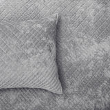Renee Taylor Archie Cross Stitch Velvet Coverlet Set - Silver Line (Bedspread with Cotton Reverse)
