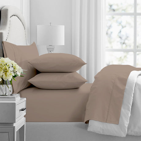 Renee Taylor 1000TC Egyptian Cotton Bed Sheet Set - Sand (OEKO-TEX Certified)